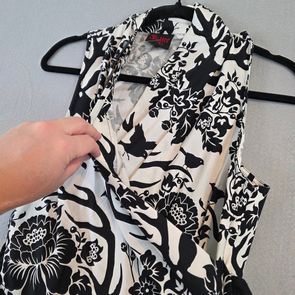 Folter Women Woodland Floral Bird Antler Fit Flare Rockabilly Dress Large NWT - Picture 3 of 11
